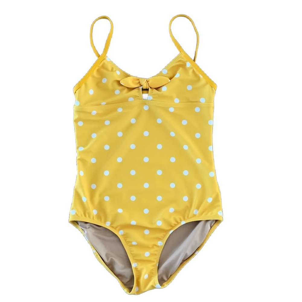 Old Navy Girls Swimsuit (Yellow with White Polka Dots) Size 14/16